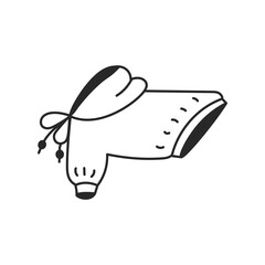 Dog Hoody Clothes Doodle Icon. Warm pullover for pet. Puppy outfit for winter autumn fall. Isolated line art. Vector illustration.