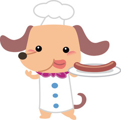 Dachshund chef with sausage
