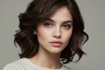 Fototapeta premium Brunette white woman with full lips