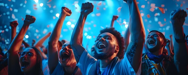 Obraz premium Passionate Sports Fans Reacting Enthusiastically to Live Sporting Events on Social Media