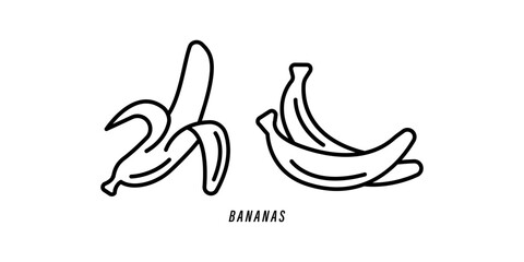 Banana line icon set,healthy fruit.vector illustration