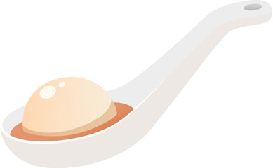 A glutinous rice ball on a spoon