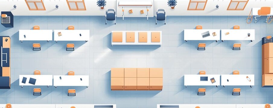 Design a minimalistic classroom layout that maximizes space and functionality