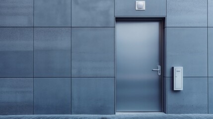 Modern entrance minimal grey steel door. Generative AI
