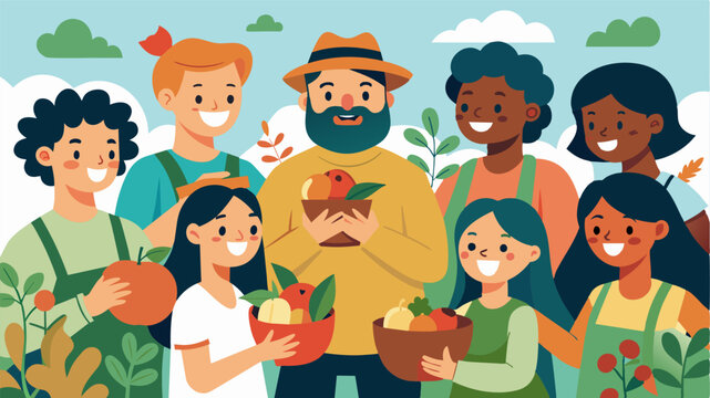 Smiling faces and full stomachs the community garden harvest festival brings neighbors together fostering a stronger sense of community and appreciation for the hard work put into. Vector illustration