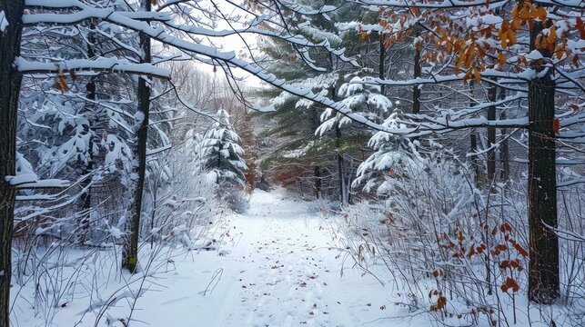 Snowy walking trail