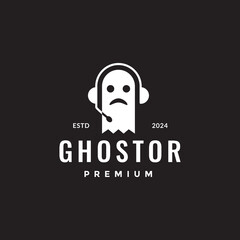 ghost music headphone modern logo design vector