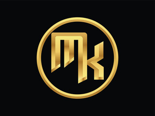 MK 3d monogram logo design