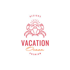 ocean crab beach animal line hipster logo design vector