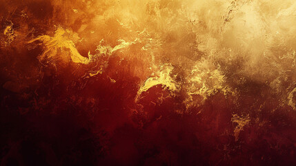 Fototapeta premium Digitally created abstract background in warm gold and deep burgundy to simulate oil painting,