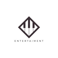 piano music tools instrument modern logo design vector