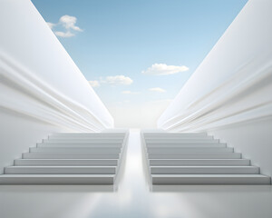 Obraz premium white wall empty room interior floor background modern light design.