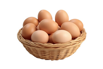 Enchanted Basket: A Whimsical Collection of Eggs on White or PNG Transparent Background.