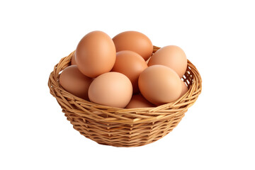 A Delicate Dance: A Basket of Eggs Dancing on a Blank Canvas on White or PNG Transparent Background.