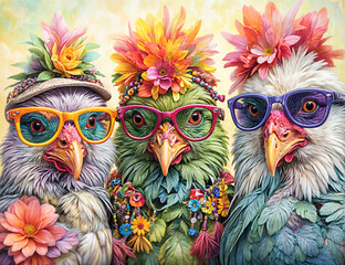 Beaded Beauties Branch Out in High-Fashion Clucks