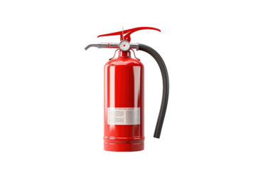 Fiery Saviour: A Standout Red Fire Extinguisher Against Pure White on White or PNG Transparent Background.