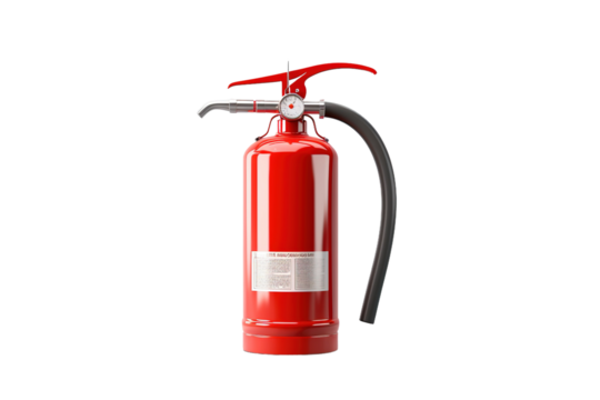 Fiery Saviour: A Standout Red Fire Extinguisher Against Pure White on White or PNG Transparent Background.