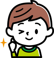 Obraz premium 男の子表情のアイコン サムズアップ