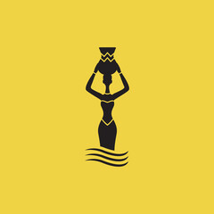 african woman painting culture art modern logo design vector