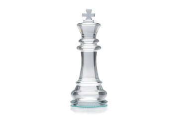 The Ethereal Dance of a Glass Chess Piece on White or PNG Transparent Background.
