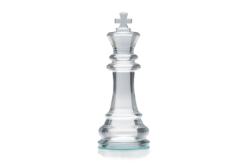 The Ethereal Dance of a Glass Chess Piece on White or PNG Transparent Background.