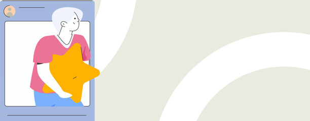 Virtual characters social communication concept business flat vector hand drawn illustration
