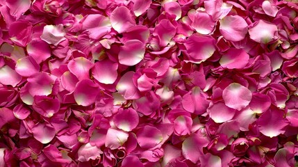 Fototapeta premium A pile of interconnected pink flowers amidst a sea of scattered petals, all in front of a substantial mound of pink petals