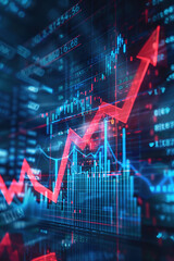 Illustration of Financial Stock Market Growth under the Background of Digital Display Information