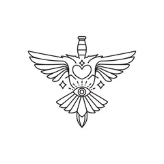 bird warrior guardian line logo design vector