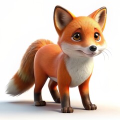 Obraz premium 3D Render of a Painterly Fox Mascot, on isolated white background, Generative AI