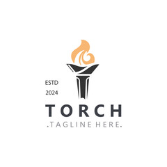 Torch logo Graphic, olympic flame Modern Design Element simple minimalist Template