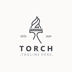 Torch logo Graphic, olympic flame Modern Design Element simple minimalist Template