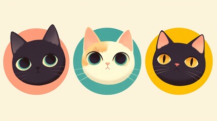 Fototapeta premium 可愛い猫のアイコン1
