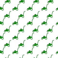 Lawn mower icon isolated seamless pattern on white background