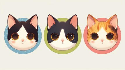 Fototapeta premium 可愛い猫のアイコン5