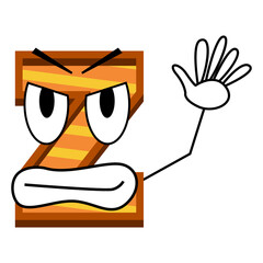 mascot design png letter Z with funny cartoon grin smile and greeting expression.