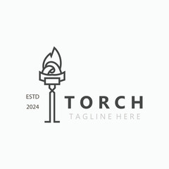 Torch logo Graphic, olympic flame Modern Design Element simple minimalist Template