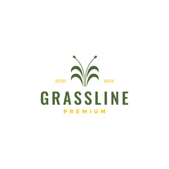 beauty grass line colorful logo design vector