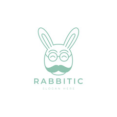 rabbit face cute animal line logo design vector