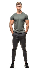 Naklejka premium Muscular athlete bodybuilder on a transparant background, PNG, Generative AI