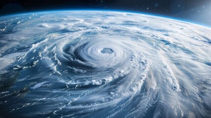 A hurricane seen from space, swirling over the ocean
