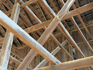 Twisted Rafters Inside Old Vintage Kentucky Tobacco Barn