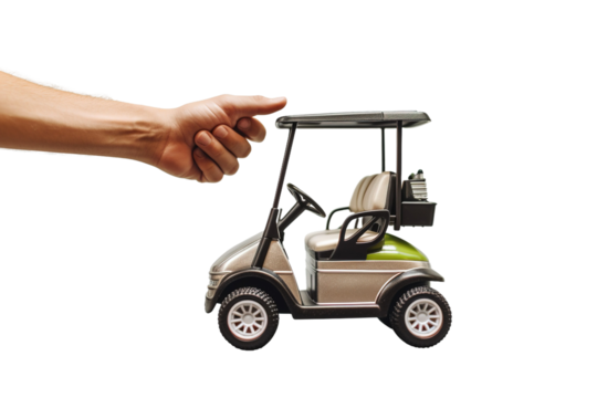 The Hand Guiding Towards the Golf Cart on White or PNG Transparent Background.