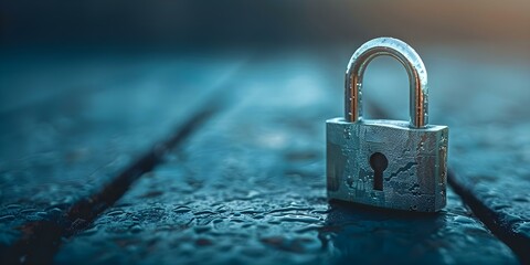 A digital padlock symbolizing cybersecurity and data protection against fraud in computing systems. Concept Cybersecurity, Data Protection, Digital Padlock, Fraud Prevention, Computing Systems