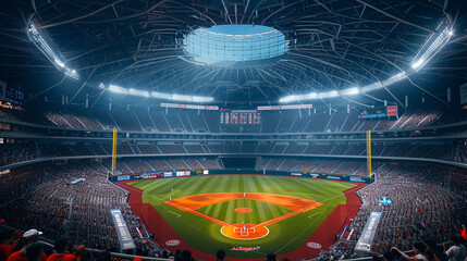 Marvel at the dynamic and versatile layout of the newly developed baseball stadium, adaptable for various events.