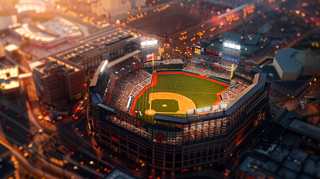 the transformation of the urban landscape with the addition of the groundbreaking new baseball stadium, a beacon of progress and innovation.