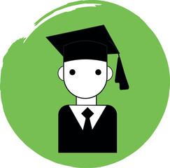 Vector illustration on the theme of education - student icon. In line art style. Black and white. Vector.