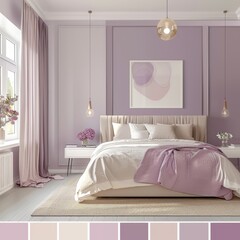 Light Lavender Bedroom with Modern Aesthetics and Soft Ambiance, Relaxing and Chic Space