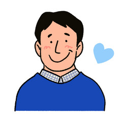 父の日　やさしいお父さんとハート　笑顔の男性