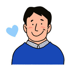 父の日　やさしいお父さんとハート　笑顔の男性